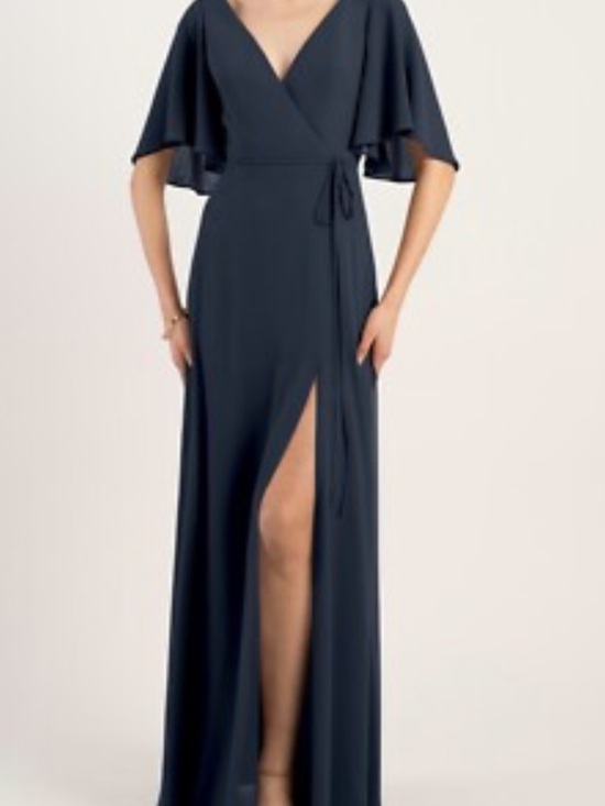 Jenny Yoo Dresses & Skirts - Jenny Yoo Black Wrap Maxi Dress with Flutter Sleeves